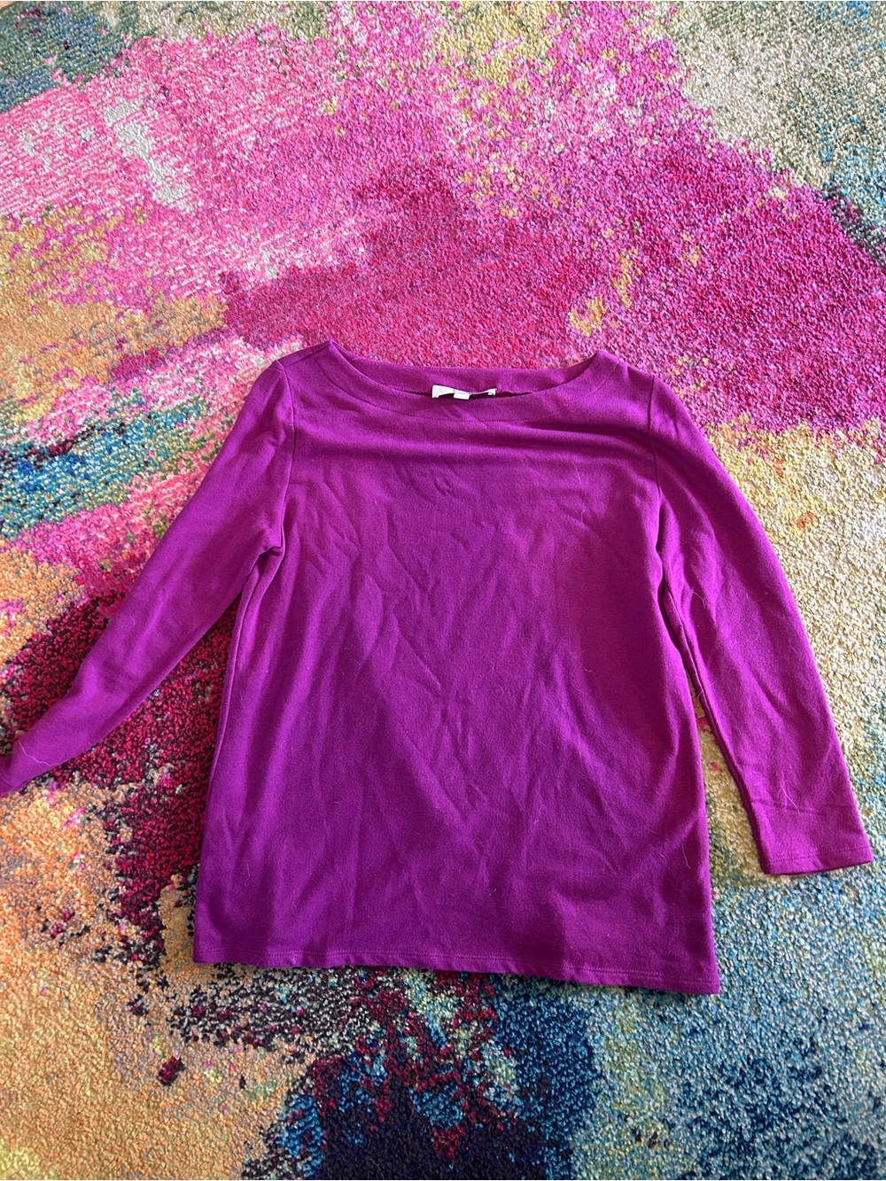 LOFT Deep Magenta Crewneck Long Sleeve Top